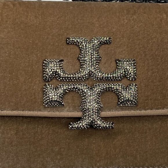 Tory Burch Eleanor Velvet Pavé Logo Small Convertible Shoulder Bag - Picture 8 of 16